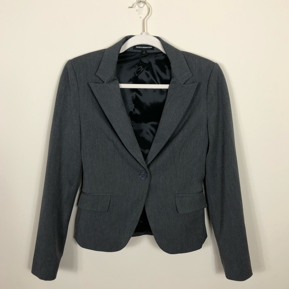 Express |‎ Classic Gray Studio Suit Jacket Size 2